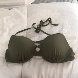 Army green push-up bikini top